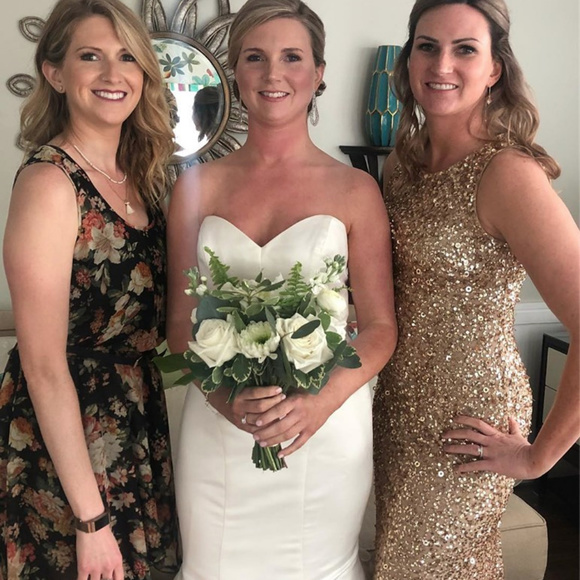 Adrianna Papell Gold Sequin Halter Dress - Picture 2 of 3